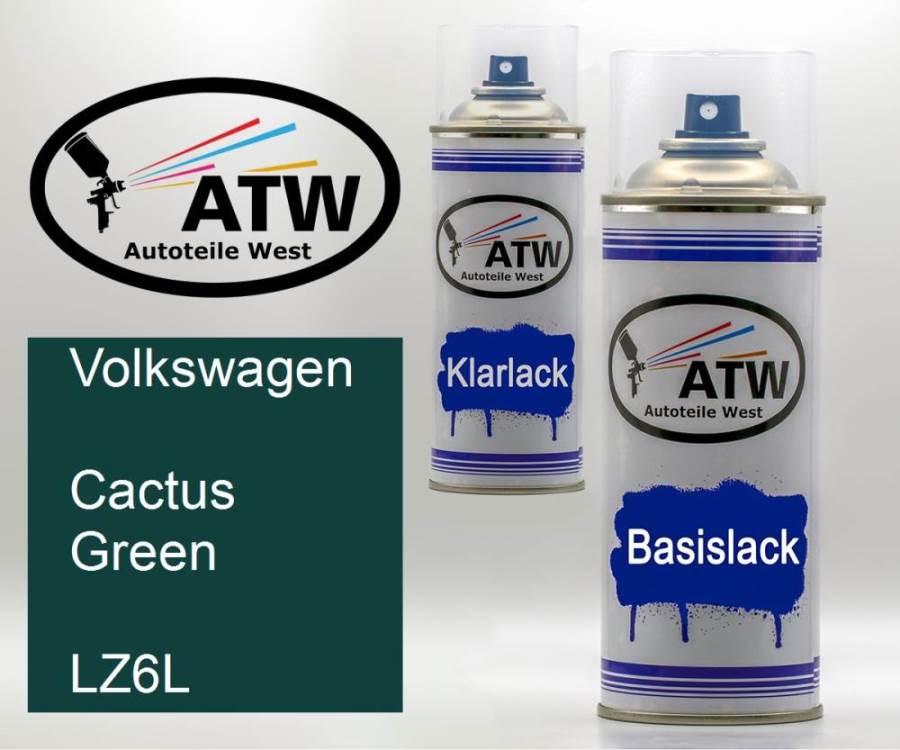 Volkswagen, Cactus Green, LZ6L: 400ml Sprühdose + 400ml Klarlack - Set, von ATW Autoteile West.